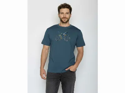 GreenBomb GREENBOMB Bio-Herren-T-Shirt 'Knut 2' mit Rundhalsausschnitt, blue pine,