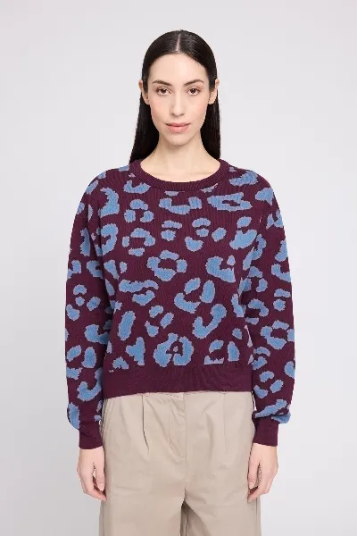 Mazine Strickpullover Leo Jacquard Weinrot