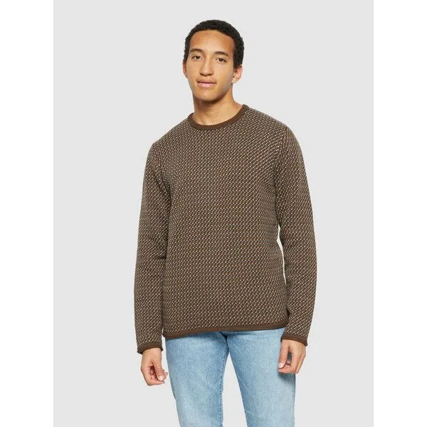 KnowledgeCotton Apparel KnowledgeCotton Apparel Strickpullover Jacquard crew neck knit - Regenerative Organic Certified aus Bio-Baumwolle