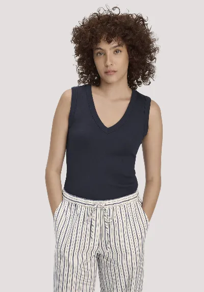 hessnatur hessnatur Damen Softrib Top Fitted aus Bio-Baumwolle und TENCEL™ Modal - blau