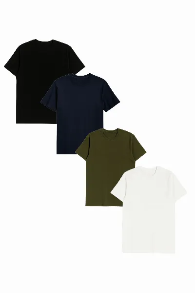 GORG GORG Herren vegan Multipack 4x T-Shirts Schwarz/Navy Blau/Grape Leaf/WeiÃŸ
