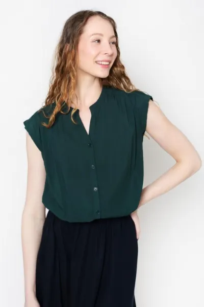 Zerum Zerum Damen vegan Bluse Ines Waldgrün