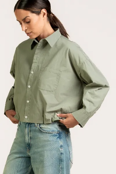 Kuyichi Kuyichi Damen vegan Bluse Dilek Langärmelig Moos