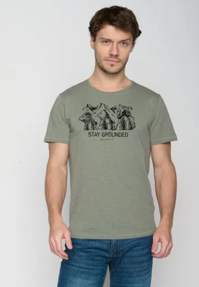 GreenBomb GREENBOMB Animal Stay Grounded Spice - Lässiges T-Shirt aus Bio-Baumwolle / hochwertiger Print / GOTS / Fair & Vegan