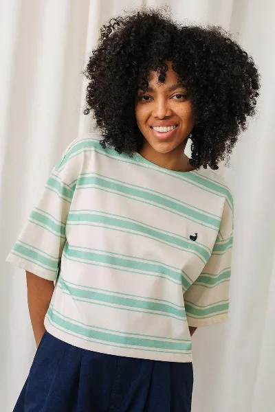 TWOTHIRDS TWOTHIRDS Damen vegan T-Shirt Fingal Mint Leaf Stripes