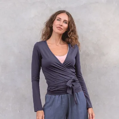 Jaya Jaya YAEL SLUB - Damen - Wickeljacke für Yoga und Freizeit aus Biobaumwolle mit Slub-Optik