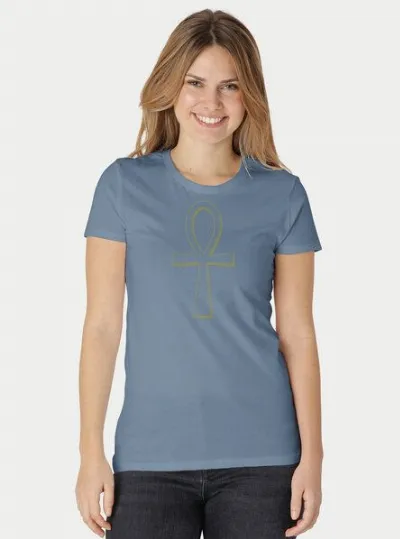 Peaces.bio - handbedruckte Biomode Peaces.bio - handbedruckte Biomode Damen Fit T-Shirt Ankh