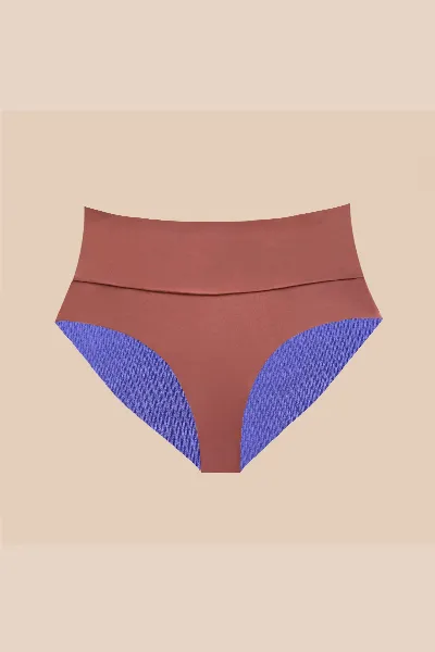 Woodlike Woodlike Damen vegan Bikiniunterteil Reversible Emee High Waist Braun / Flieder