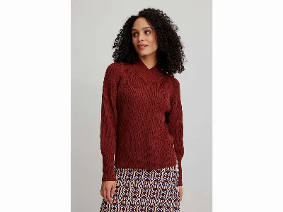 tranquillo tranquillo Bio-Damen-Strickpullover mit überlappendem V-Ausschnitt, fired brick,
