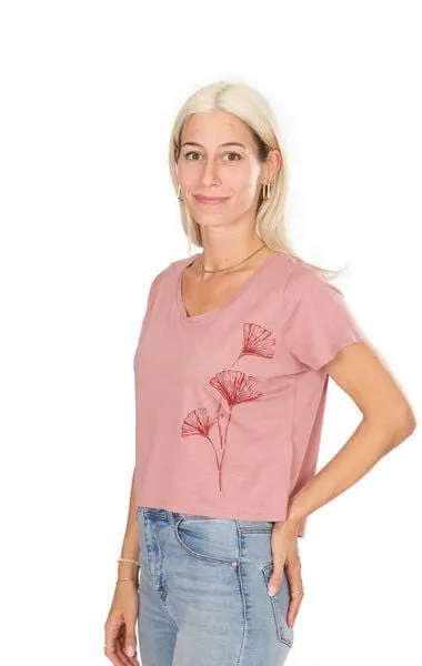 Life-Tree Life-Tree Ecovero Shirt für Damen Ginkgo in Mulberry/Dusty Pink