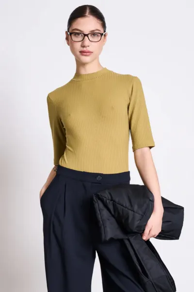 JAN N JUNE JAN 'N JUNE Damen vegan T-Shirt Rib Nina Woody Olive