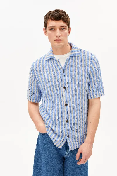 ARMEDANGELS Hemd Knit Striped Blau
