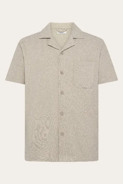 KnowledgeCotton Apparel KnowledgeCotton Apparel Herren vegan Kurzarmhemd Relaxed Bouclé Light Feather Gray