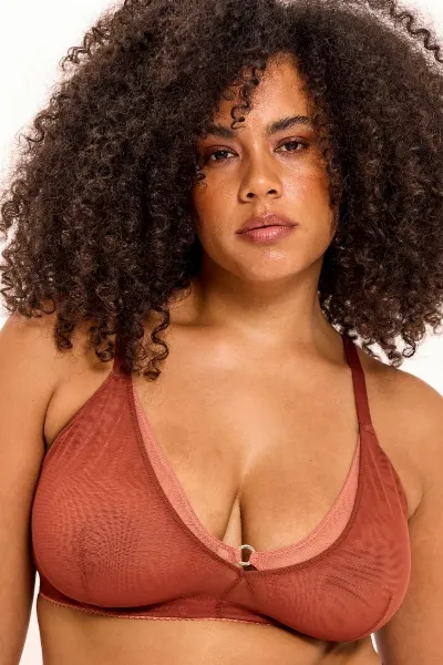 Understatement Understatement Damen vegan Bralette Aus Netzstoff Mit Doppeltem Dreieck Und Rost