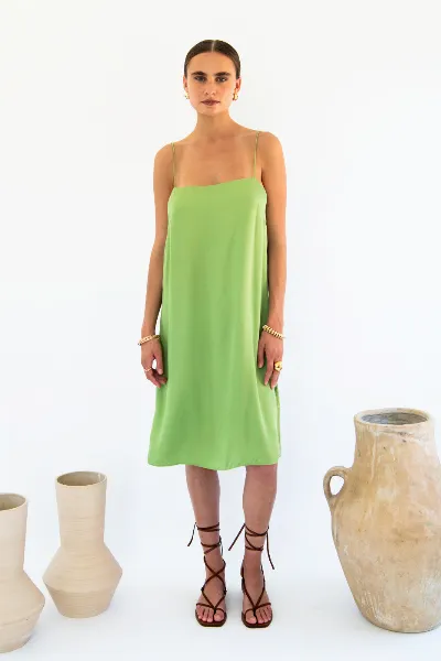 Neu Nomads Neu Nomads Damen vegan Slip Dress Julianne Boxy Emerald