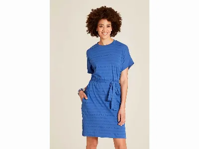 tranquillo tranquillo Bio-Damen-Mini-Kleid aus Ajour-Jersey mit Taschen, dazzling blue,