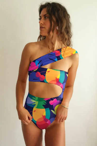 Averie Averie Damen vegan Badeanzug Cut-Out One-Piece Kylie Lush Tropic Print