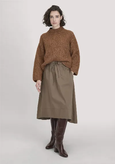 hessnatur hessnatur Damen Rock Midi Relaxed aus Bio-Baumwolle - braun