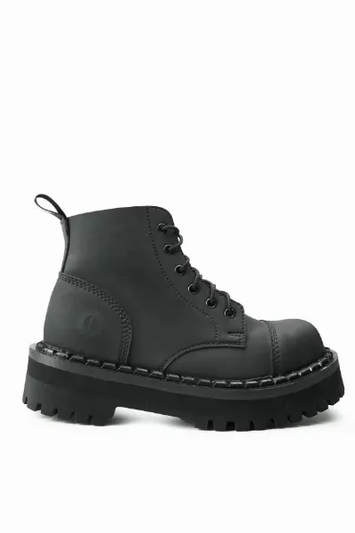 --- Altercore Herren vegan Stiefel 656 Veganes Nubukleder Schwarz