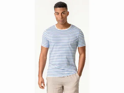 Living Crafts Living Crafts Bio-Herren-T-Shirt THERREL mit Rundhalsausschnitt, wave/tofu striped,