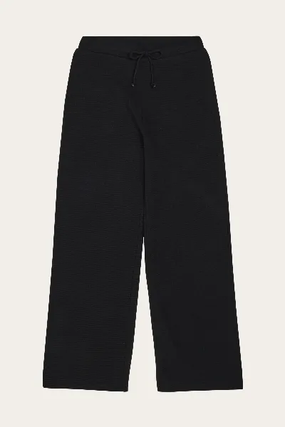 KnowledgeCotton Apparel KnowledgeCotton Apparel Damen vegan Hose Wide Waffle Black Jet
