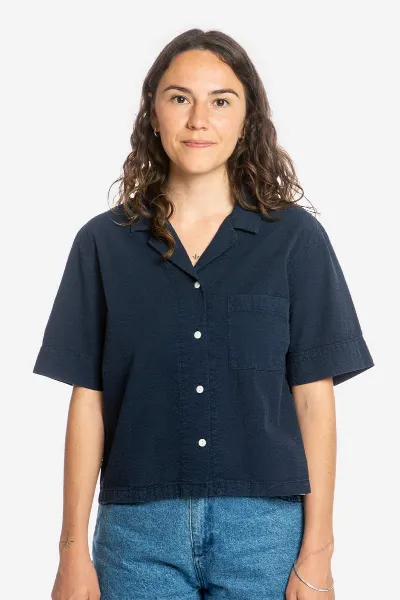 MATONA MATONA Damen vegan Hemd Seersucker Navy