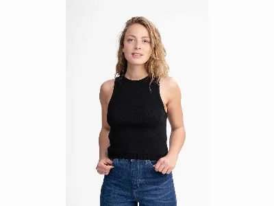MELA MELA Bio-Damen-Stricktop NIKARA ärmellos, schwarz,