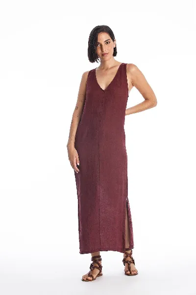 RAVENS VIEW IBIZA RAVENS VIEW IBIZA Damen vegan Leinenkleid Winona Dunkel Granat