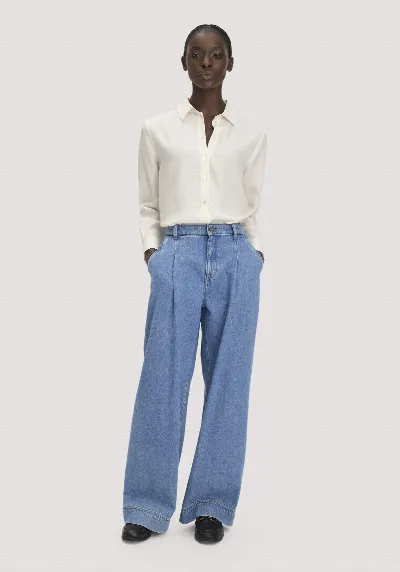 hessnatur hessnatur Damen Jeans Wide Leg mit Bundfalten aus Bio-Baumwolle mit TENCEL™ Lyocell - blau
