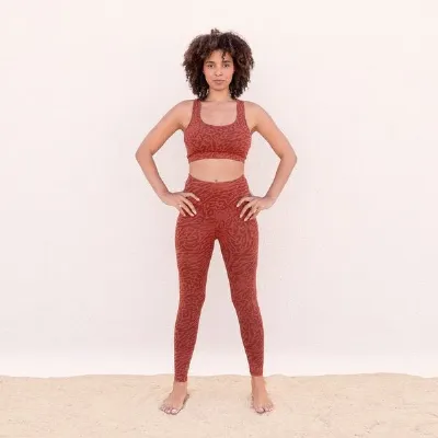 Jaya Jaya LEONA - Damen - High-Rise Leggings mit Allover-Leopard-Print aus weichem TENCEL Lyocell/Biobaumwoll-Mix mit doppelter Taillenpartie