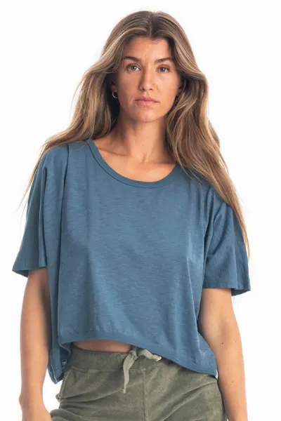 RAVENS VIEW IBIZA RAVENS VIEW IBIZA Damen vegan Top Square Jeans Blau