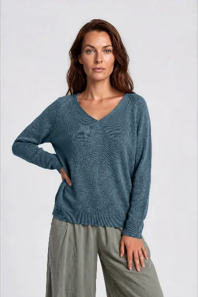 RAVENS VIEW IBIZA RAVENS VIEW IBIZA Damen vegan Pullover Lana Knit Ocean Blue