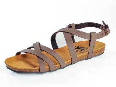 Plakton Plakton Vegane Damen flache Sandale FRAN VALI mit Korksohle und einstellbarer Schnalle