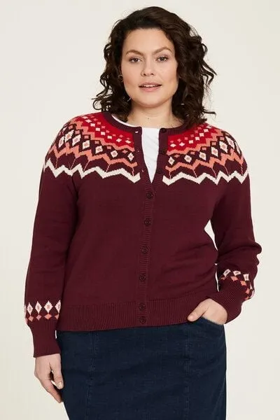 TRANQUILLO TRANQUILLO Strickjacke aus Biobaumwolle mit Muster in Rot und Blau
