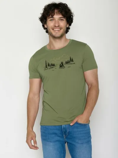 GreenBomb GREENBOMB Bear River Guide - Sportliches T-Shirt aus Bio-Baumwolle / hochwertiger Print / GOTS / Fair & Vegan
