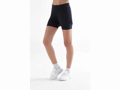 TRUE NORTH TRUE NORTH Damen-Sport-Short, doppellagig, black,
