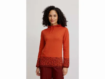 tranquillo tranquillo Bio-Damen-Strickpullover mit verstellbarem Kragen, rooibos paisley,