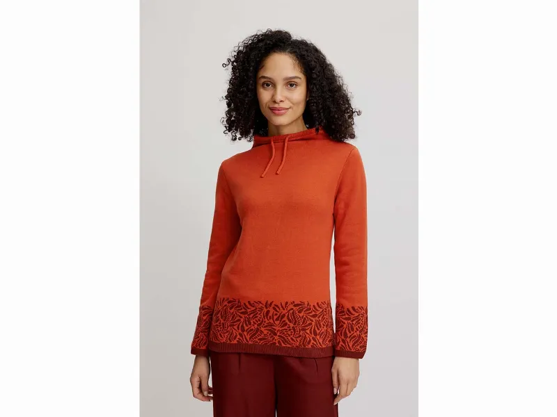tranquillo tranquillo Bio-Damen-Strickpullover mit verstellbarem Kragen, rooibos paisley,