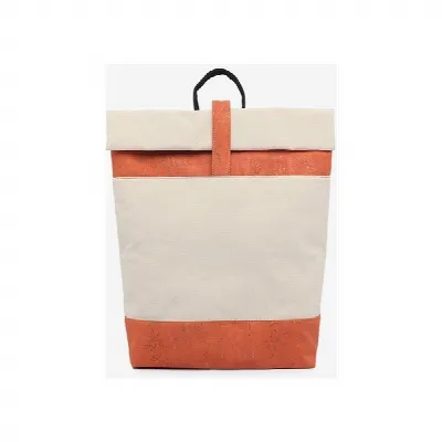 Kork-Deko Kork-Deko Weiß-rot Wickelrucksack aus Kork für Freizeit & Business – vegan & wasserabweisend