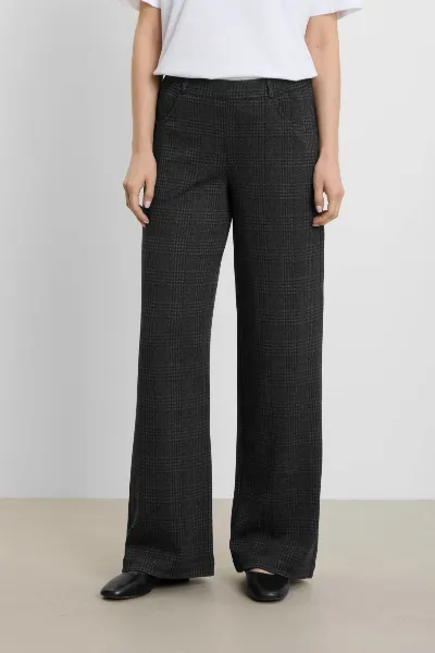 LAURIE LAURIE Damen vegan Hose Loose Donna Anthrazit Karo