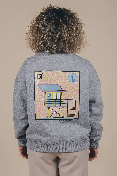 Trendsplant Trendsplant Damen vegan Oversized Pullover Art Hut Antonyo Marest X Trendsplant Sport Grau