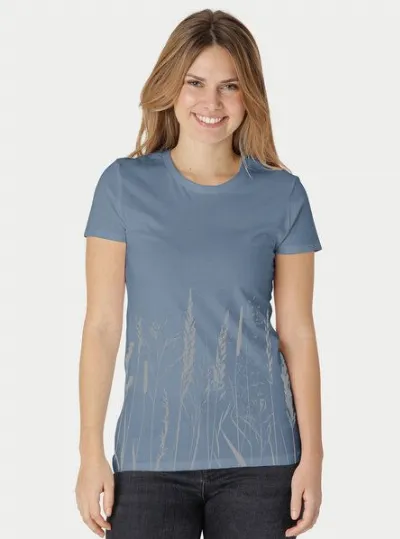 Peaces.bio - handbedruckte Biomode Peaces.bio - handbedruckte Biomode Damen Fit T-Shirt Gräservielfalt