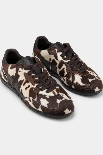 Zèta ZÃ¨ta Damen vegan Sneaker Delta Cow Print Braun/