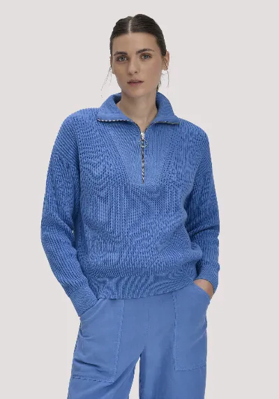hessnatur hessnatur Damen Strick Troyer Relaxed aus Bio-Baumwolle - blau