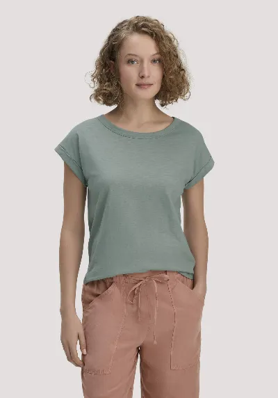 hessnatur hessnatur Damen Light Slub T-Shirt Relaxed aus Bio-Baumwolle - grün