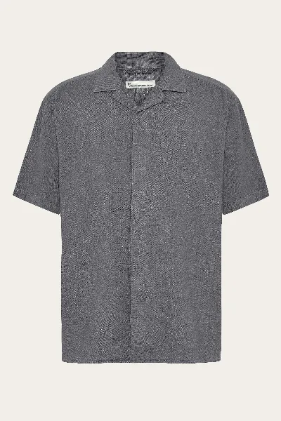 KnowledgeCotton Apparel KnowledgeCotton Apparel Herren vegan Kurzarmhemd Moss Relaxed Vintage Indigo