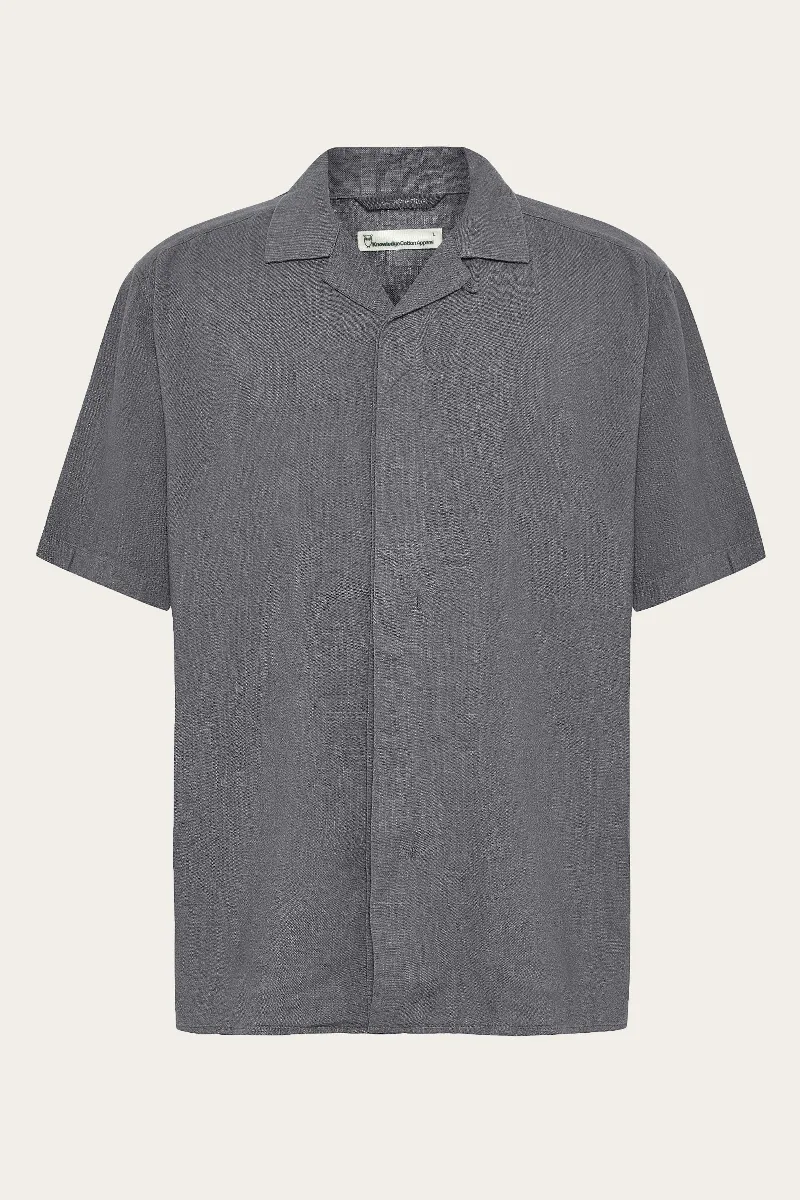 KnowledgeCotton Apparel KnowledgeCotton Apparel Herren vegan Kurzarmhemd Moss Relaxed Vintage Indigo