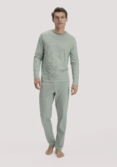 hessnatur hessnatur Herren Pyjama PURE COTTON aus Bio-Baumwolle - grün
