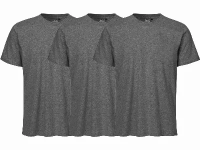 Neutral Neutral 3er-Pack Bio-Unisex-T-Shirt mit Rundhalsausschnitt, dark heather,
