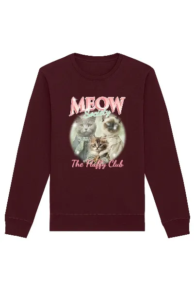 Oat Milk Club Oat Milk Club Damen vegan Sweatshirt Meow Society Burgundy